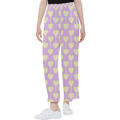 Yellow Hearts On A Light Purple Background Women s Pants  by SychEva