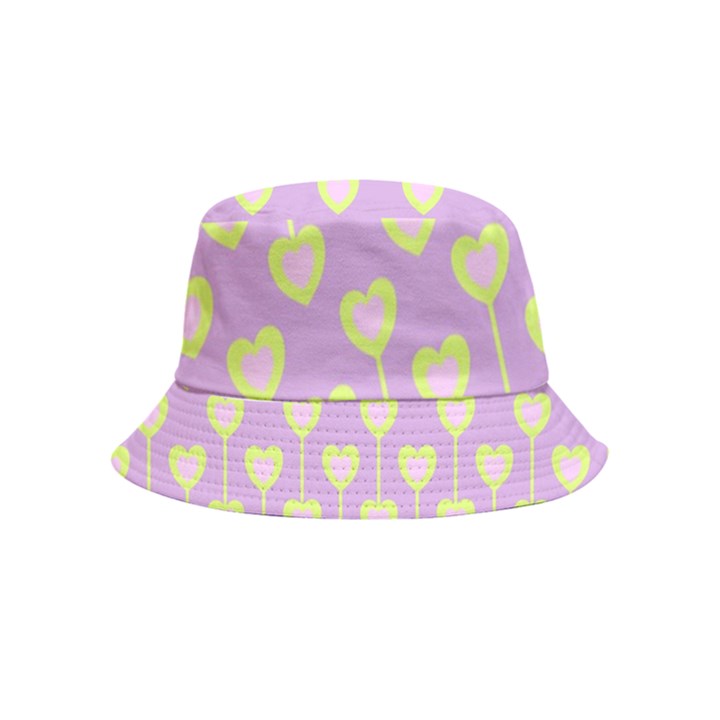 Yellow Hearts On A Light Purple Background Bucket Hat (Kids)