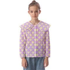 Yellow Hearts On A Light Purple Background Kids  Peter Pan Collar Blouse by SychEva