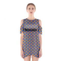 Yellow Circles On A Purple Background Shoulder Cutout One Piece Dress by SychEva