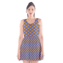 Yellow Circles On A Purple Background Scoop Neck Skater Dress by SychEva