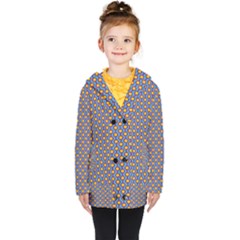 Yellow Circles On A Purple Background Kids  Double Breasted Button Coat by SychEva