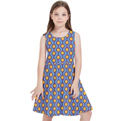 Yellow Circles On A Purple Background Kids  Skater Dress by SychEva