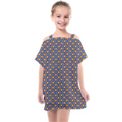 Yellow Circles On A Purple Background Kids  One Piece Chiffon Dress by SychEva