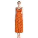 Halloween, Black bats pattern on orange Button Up Chiffon Maxi Dress View1