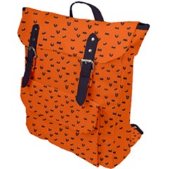 Halloween, Black Bats Pattern On Orange Buckle Up Backpack by Casemiro