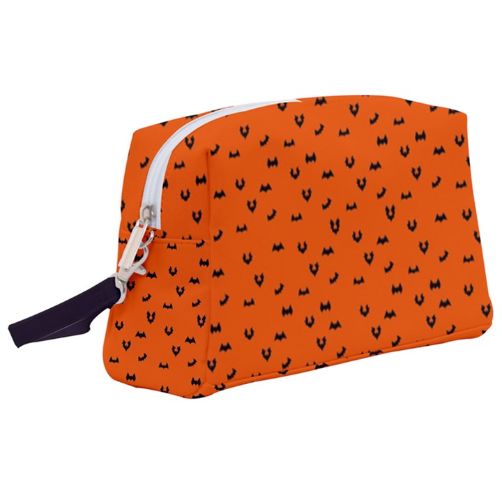 Halloween, Black bats pattern on orange Wristlet Pouch Bag (Large)