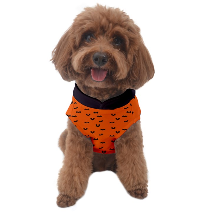 Halloween, Black bats pattern on orange Dog Sweater