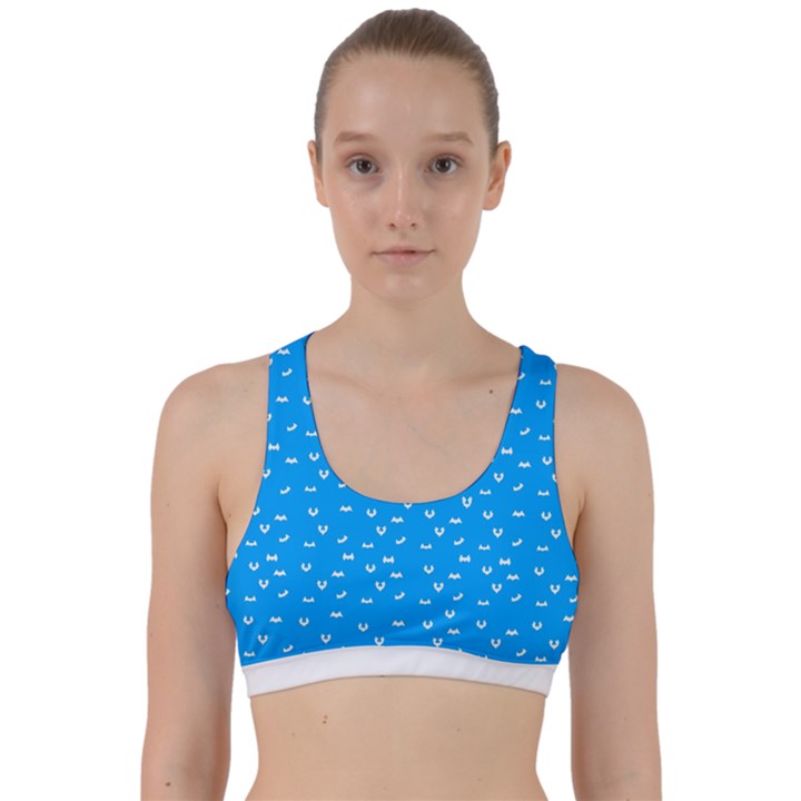 Halloween white bars at sky blue color Back Weave Sports Bra