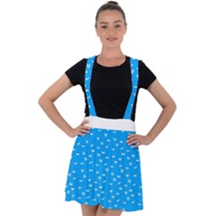 Halloween White Bars At Sky Blue Color Velvet Suspender Skater Skirt by Casemiro