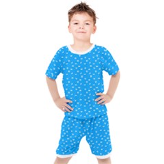 Halloween White Bars At Sky Blue Color Kids  Tee And Shorts Set by Casemiro