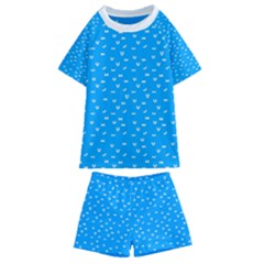 Halloween White Bars At Sky Blue Color Kids  Swim Tee And Shorts Set by Casemiro