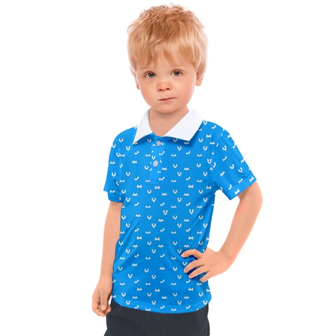 Halloween White Bars At Sky Blue Color Kids  Polo Tee by Casemiro