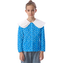 Halloween White Bars At Sky Blue Color Kids  Peter Pan Collar Blouse by Casemiro