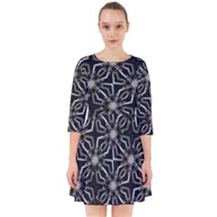 Futuristic Industrial Print Pattern Smock Dress