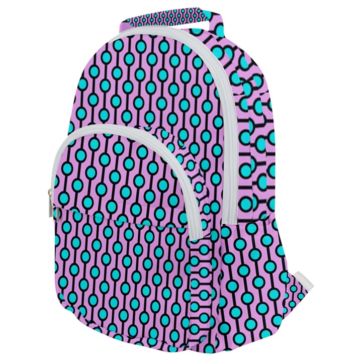 Blue Circles On Purple Background Geometric Ornament Rounded Multi Pocket Backpack