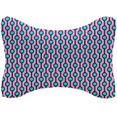 Blue Circles On Purple Background Geometric Ornament Seat Head Rest Cushion by SychEva