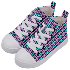 Blue Circles On Purple Background Geometric Ornament Kids  Mid-top Canvas Sneakers by SychEva