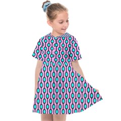 Blue Circles On Purple Background Geometric Ornament Kids  Sailor Dress by SychEva