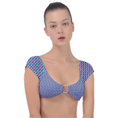 Blue Circles On Purple Background Geometric Ornament Cap Sleeve Ring Bikini Top by SychEva