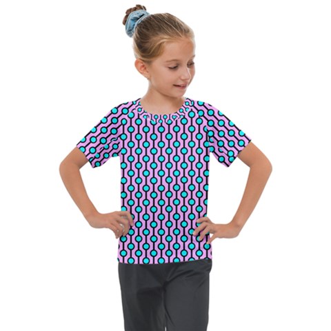 Blue Circles On Purple Background Geometric Ornament Kids  Mesh Piece Tee by SychEva