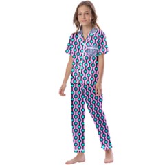 Blue Circles On Purple Background Geometric Ornament Kids  Satin Short Sleeve Pajamas Set by SychEva