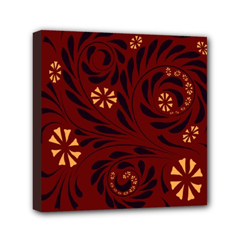 Folk Flowers Floral Art Print Flowers Abstract Art  Mini Canvas 6  X 6  (stretched) by Eskimos