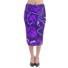 Folk Flowers Pattern Floral Surface Design Seamless Pattern Velvet Midi Pencil Skirt by Eskimos