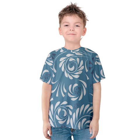 Folk Flowers Pattern Floral Surface Design Seamless Pattern Kids  Cotton Tee by Eskimos