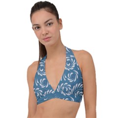 Folk Flowers Pattern Floral Surface Design Seamless Pattern Halter Plunge Bikini Top by Eskimos