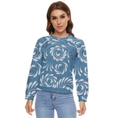 Folk Flowers Pattern Floral Surface Design Seamless Pattern Women s Long Sleeve Raglan Tee