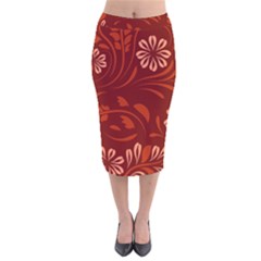 Folk Flowers Pattern Floral Surface Design Seamless Pattern Velvet Midi Pencil Skirt by Eskimos