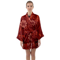 Folk Flowers Pattern Floral Surface Design Seamless Pattern Long Sleeve Satin Kimono by Eskimos