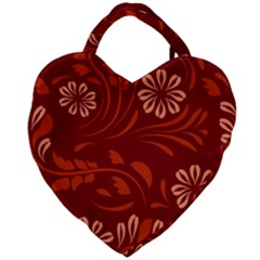 Folk Flowers Pattern Floral Surface Design Seamless Pattern Giant Heart Shaped Tote by Eskimos