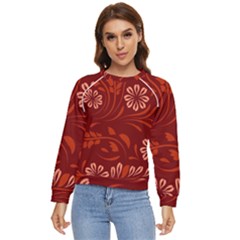 Folk Flowers Pattern Floral Surface Design Seamless Pattern Women s Long Sleeve Raglan Tee