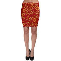 Folk Flowers Pattern Floral Surface Design Seamless Pattern Bodycon Skirt by Eskimos