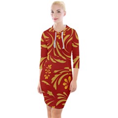 Folk Flowers Pattern Floral Surface Design Seamless Pattern Quarter Sleeve Hood Bodycon Dress by Eskimos