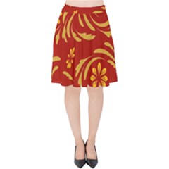 Folk Flowers Pattern Floral Surface Design Seamless Pattern Velvet High Waist Skirt by Eskimos