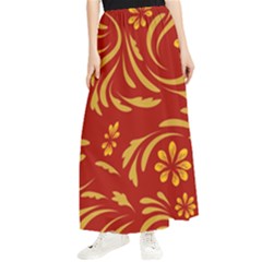 Folk Flowers Pattern Floral Surface Design Seamless Pattern Maxi Chiffon Skirt by Eskimos