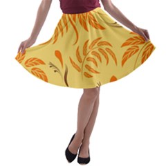 Folk Flowers Pattern Floral Surface Design Seamless Pattern A-line Skater Skirt by Eskimos