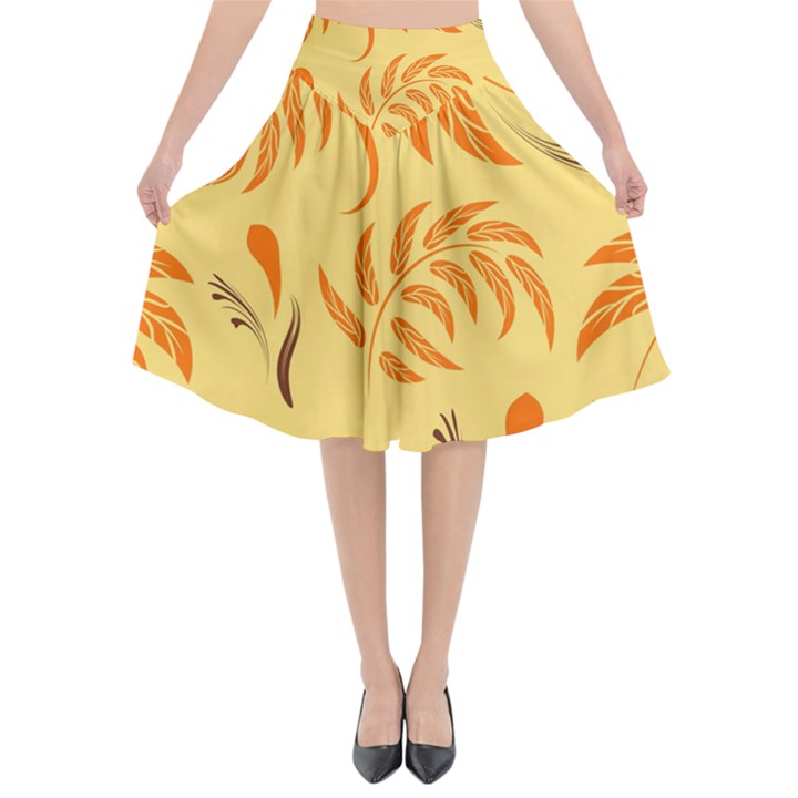 Folk flowers pattern Floral surface design Seamless pattern Flared Midi Skirt