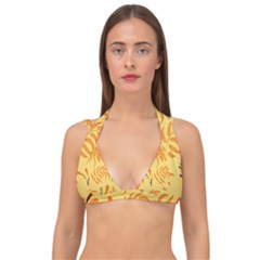 Folk Flowers Pattern Floral Surface Design Seamless Pattern Double Strap Halter Bikini Top by Eskimos