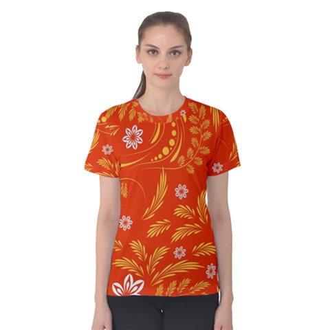 Folk Flowers Pattern Floral Surface Design Seamless Pattern Women s Cotton Tee by Eskimos