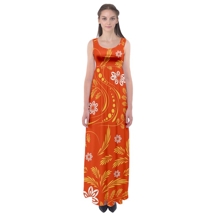 Folk flowers pattern Floral surface design Seamless pattern Empire Waist Maxi Dress