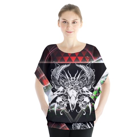 Skullart Batwing Chiffon Blouse by Sparkle