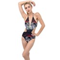 Skullart Plunging Cut Out Swimsuit View1