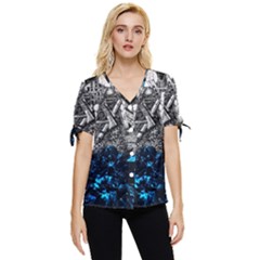 Movie Bow Sleeve Button Up Top by Sparkle