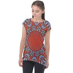 Kaleidoscope Cap Sleeve High Low Top