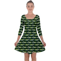 Green Puffer Quarter Sleeve Skater Dress by SeaworthyClothing