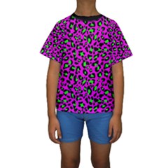 Pink And Green Leopard Spots Pattern Kids  Short Sleeve Swimwear by Casemiro